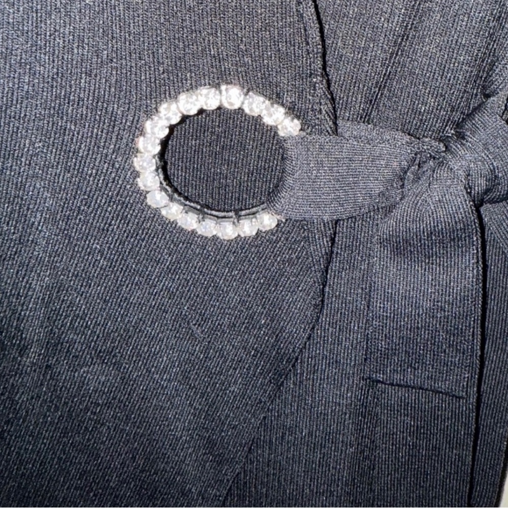 INC International Concepts Black Cardigan with Pearl Belt - Picture 4 of 5